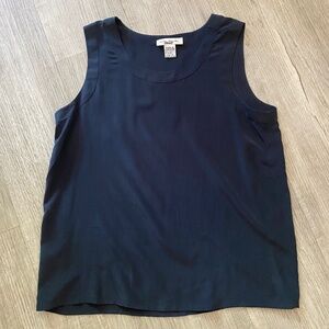 VTG Oval Room Navy Blue 100% Silk Tank Blouse - Size 6